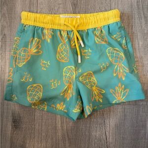 Yellow and Green Pineapple Print Swim Shorts - Boys 3T